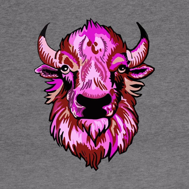 Mindful Vivid Buffalo in Pink & Red by vividbuffalo